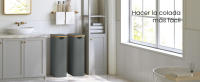 SONGMICS Cesto de Ropa con Tapa, Recogedor de Colada Estrecho, Tejido de Oxford, Plegable, Marco de Bambú, Lavadero, Dormitorio y Salón, 70 L, 42 x 22,5 x 70,5 cm, Gris Pizarra - details 0