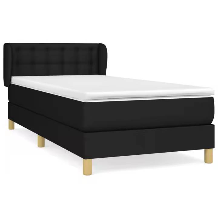 vidaXL Cama box spring con colchón tela negro 90x190 cm - 1
