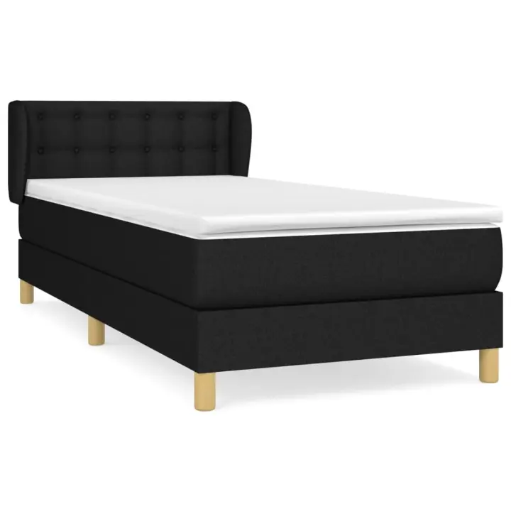 vidaXL Cama box spring con colchón tela negro 90x190 cm - 1