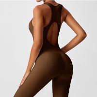 Conjunto De Yoga Para Mujer Moda Color Sólido Cuello Redondo Ajustado Fitness Ropa Deportiva Overoles De Gimnasio Sexy Ropa De Yoga - details 31