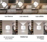 Lámpara De Pared LED Con Control Táctil Doble Cabeza 360 Rotatable 3 Colores Luz Nocturna Inalámbrica Para Dormitorio Luz Diaria Contemporánea Para Cocina Comedor Estudio Baño - details 4