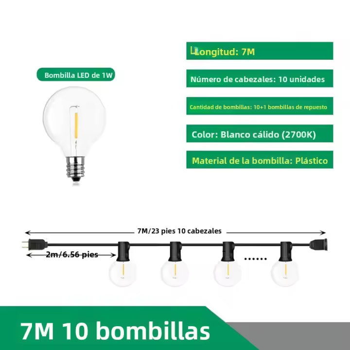 Luces De Cadena LED G40 Para Exterior 110V/220V Guirnalda De Luces Para Patio Fiesta Bodas Calle Camping Jardín Decoración - 1