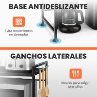 RELAXTY Estante de Cocina Extensible | Organizador de Microondas en Aluminio Resistente con Ganchos Multiusos - details 2