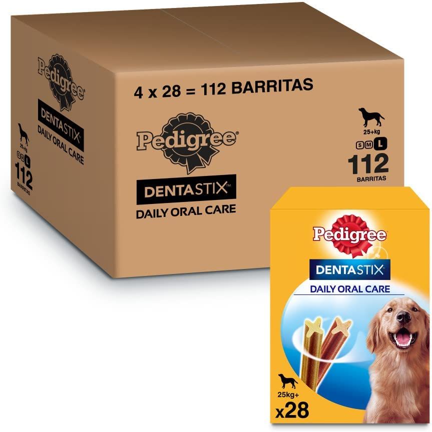 Pedigree Dentastix - Snack Dental para la Higiene Oral de Perros Grandes (4 paquetes de 28ud)