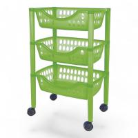 Carro Verdulero de 3 Cestas con Ruedas - Dimensiones 64x40x30cm - Carrito para Organizar Vegetales y Frutas - Organizador de 3 Cestas - KARAWAN. - details 2
