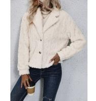 Abrigo De Peluche Para Mujer Estilo Europeo Y Americano Con Cuello De Botones Moda Otoño E Invierno Cierre Único Longitud Regular - details 3