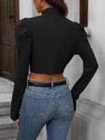 Chaqueta De Casualidad Corta Con Manga Larga Estilo Europeo Y Americano Versátil Para Mujer Top De Poliéster Cierre Abierto - details 25
