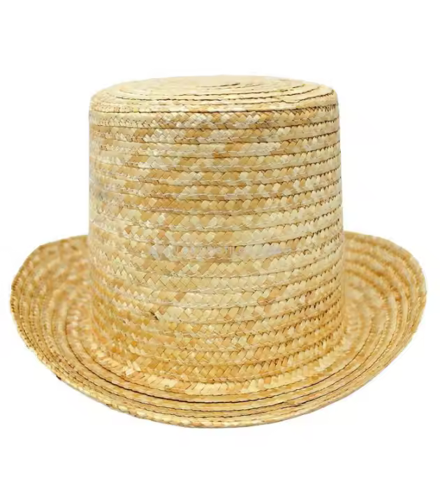 Sombrero de Paja Natural de Copa Alta con Ala Ancha y Raíz de Chistera - Talla 57 - 1