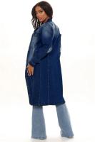 Nueva Llegada Chaqueta De Larga Manga Completa De Algodón Y Vaquera Para Mujer Abrigo De Trench Cardigan Capa De Jean Estilo High Street Otoño/Invierno - details 9