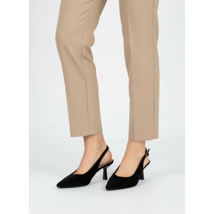 Calzados soraia, Zapatos de Salón Destalonados Minimalistas de Punta Fina para Mujer con Tacón Bajo (Kitten Heel), Correa Trasera Ajustable y Acabado Suave - Elegantes para Oficina y Fiesta - 1