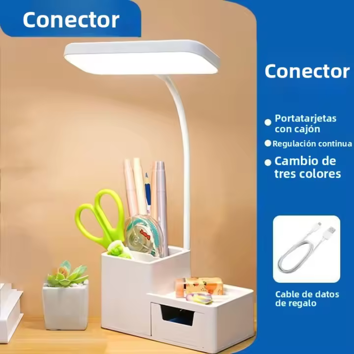 Lámpara De Mesa Recargable 3000XHH Con Soporte Para Lápiz Luz De Lectura USB LED Táctil Dimmable Protección Ocular Para Dormitorio Y Estudio - 1