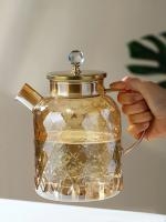Justinlau Tetera De Vidrio De Boro Sílice Alta 1/1.8L Con Tapa Y Filtro Resistente Al Calor Para Agua Fría Hervidor De Té Ambar Para Flor De Té - details 4