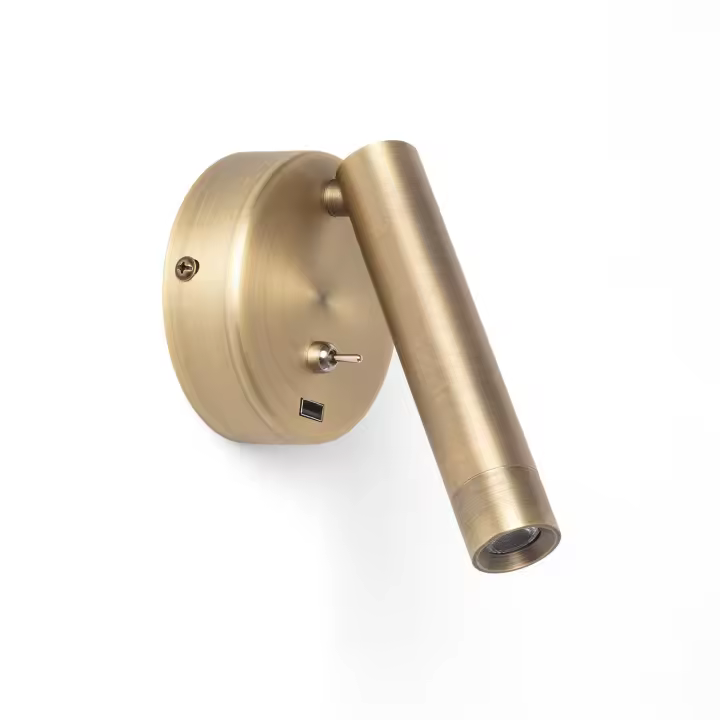 Ledkia Lámpara de Pared LED 2.5W Circular Aluminio con Puerto USB Gazny Bronce - 1
