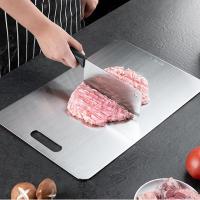 Tabla De Corte Doble Cara De Metal Con Agarre Fácil Para Hornear Tabla De Cocina Para Carne Frutas Verduras Herramienta De Cocina Rectangular Material De Titanio - details 6