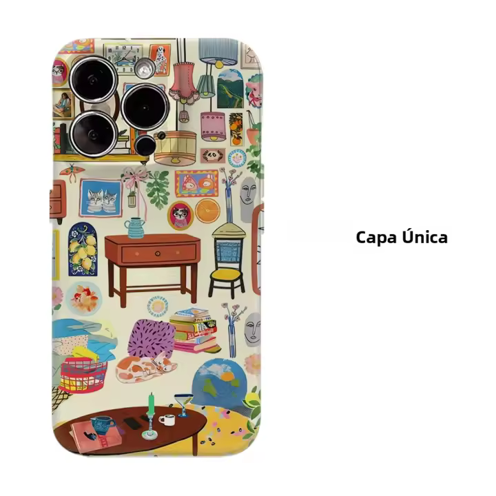 Carcasa Aurea Matte Bumper Para iPhone 17 16 15 14 plus 13 pro Max Resistente a Golpes Y Choques Material PC TPU Antisuciedad Y Antideslizante Diseño De Gato En Hogar - 1