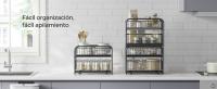 SONGMICS Organizador de Cocina, Estantería de 2 Niveles Extraíbles para Armario, Organizador Apilable bajo el Fregadero con Cajones, para Cocina, Baño, Negro Clásico/Plata/Negro Tinta/Gris Paloma/Blanco Mate - details 0