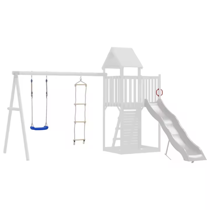 vidaXL Columpio con escalera de cuerda polietileno azul - 1