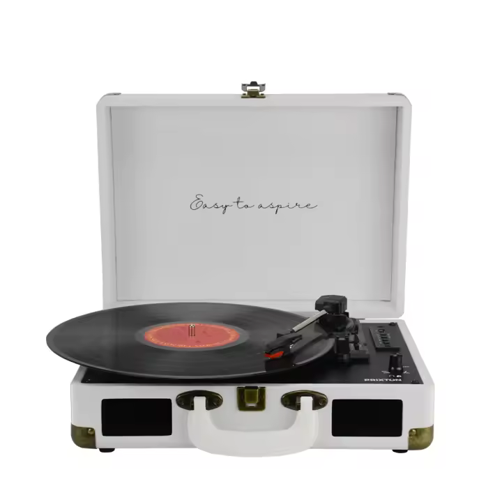 Tocadiscos Bluetooth VC400, Reproductor por Bluetooth y USB, Digitalización de vinilos, 2 Altavoces Incorporados, Diseño de Maleta Vintage | PRIXTON - 1