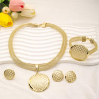 Juego De Joyas Liffly Para Mujer En Color Dorado Estilo Clásico Collar Colgante Pulsera Y Pendientes Para Boda Y Fiestas - details 2