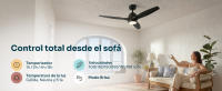 Mellerware - Ventilador de Techo Brizy Bright con Luz y Mando a Distancia. Modelo 2026 Color Negro. 40W. 6 Velocidades. Ultra silencioso. 3 Aspas 132 de Diámetro. Función Verano-Invierno. Temporizador. LED - details 2
