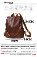 Nueva Mochila Para Mujer 2024 De Cuero Suave De Alta Calidad Diseño Simple Y Moderno Gran Capacidad Antirrobo Con Hombros - details 0