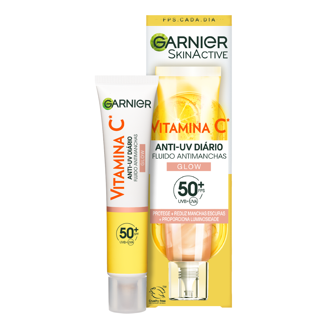 Garnier Vitamina C Fluido Antimanchas Anti-UV Diario Efecto Glow FPS50+, 40 ml
