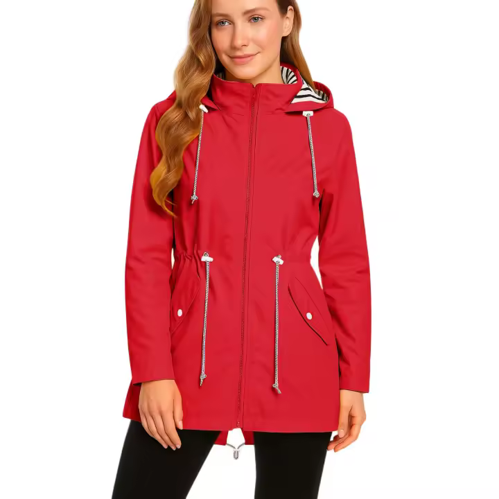 Chaqueta Impermeable Para Mujer Larga Abrigo De Lluvia Con Capucha Para Ciclismo Y Escalada Técnica De Poliéster Secado Rápido - 1
