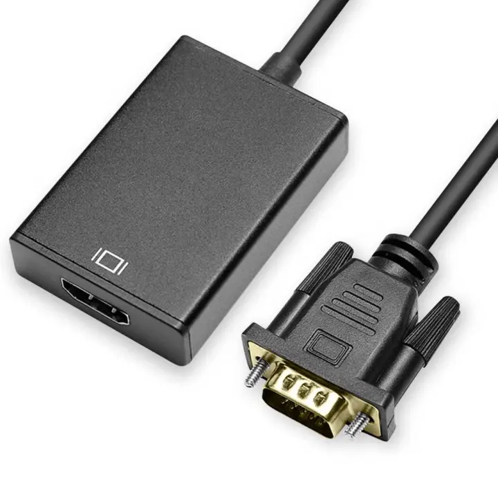 Ociodual Cable Adaptador VGA Macho a HDTV Hembra con Salida de Audio MIni Jack 3,5mm Negro Convertidor Conversor HDTV 1080p - 1