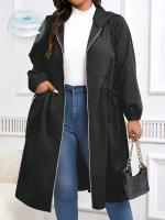 Abrigo De Invierno Para Mujer Talla Grande Con Capucha Cremallera Y Cordones Manga Larga Bolsillos Estilo Casual Para El Día - details 5