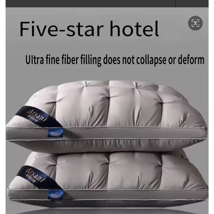 DECODEKO-Almohada de lujo con calidad de hotel 5 estrellas, soporte cervical para un sueño profundo. Almohada de alta densidad, mullida y resistente al hundimiento para todas las estaciones, con funda de satén blanco y relleno de poliéster 100%. - 1