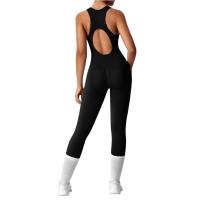 Conjunto De Yoga Para Mujer Moda Color Sólido Cuello Redondo Ajustado Fitness Ropa Deportiva Overoles De Gimnasio Sexy Ropa De Yoga - details 6