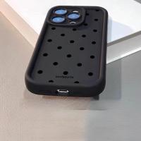 Funda De Teléfono Negra Con Patrón De Puntos Para iPhone 17 16 pro Max 16E 15 14 13 12 11 XS X XR 6 7 8 plus Material TPU Suave Y Antigolpes - details 1