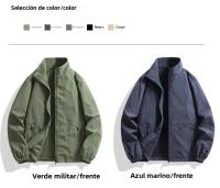 Chaqueta Casual Para Hombres Talla Grande Primavera Otoño Cuello Erguido Estilo Regular Cierre De Cremallera Material Poliéster - details 2