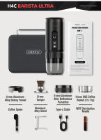 HiBREW H4C BARISTA ULTRA, Portable Coffee Machine, Detachable Battery, Wireless Heating, AdjustableTemperature (85~95°C), Professional Bottomless 51mm Portafilter, 20-BarHigh Pressure, 100mL Water Tank, with Aluminum Alloy Stand, 7500mAh Battery - details 32