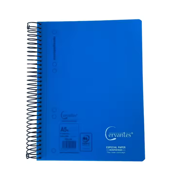Cervantes - Libreta Cuaderno Microperforado A5+, 120 Hojas Tapa Plastica 90 g Cuadrícula 5x5 mm - 1