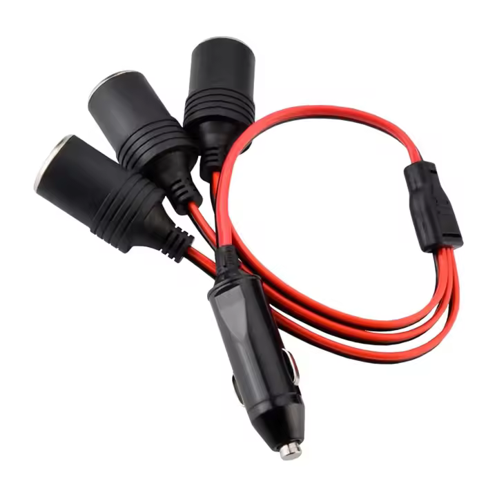 Ociodual Universal Car Cigarette Lighter Socket Connection Adapter 1m Extension Cable 12V 24V 10A Connector LED Indicator Black - 1