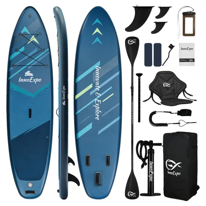 INNOEXPO, Tablas de Paddle Inflables, 350*89*15cm, EVA Antideslizante, Capacidad de Peso 230KG, Rango de Inflado 12-15PSI, con Base Go-pro, Remo 2-EN-1, Asiento SUP, Ideal para Principiantes - 1