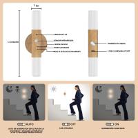 2PCS Luz Nocturna Sensor De Movimiento USB Recargable Madera 700mah LED Para Pared De Dormitorio Pasillo Escalera - details 0