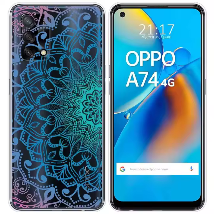 Tumundosmartphone Funda Gel Transparente para Oppo A74 4G diseño Mandala Dibujos - 1