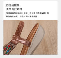 CA Sandalias de tacón de cuña huecas de gran tamaño 2025 con diamantes de imitación, zapatos bohemios cómodos para mujer, verano 363- - details 8