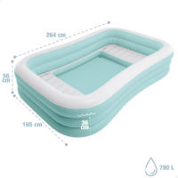 INTEX - Piscina hinchable infantil, color azul y blanco, medidas de 264x165x56 cm, suelo y asientos hinchables, capacidad para 780 litros agua, 2 cámaras de aire, 1 parche reparación, piscinas desmontables para niños - details 3