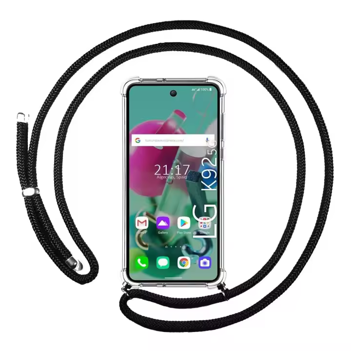 Tumundosmartphone Funda Colgante Transparente para LG K92 5G con Cordon Negro - 1