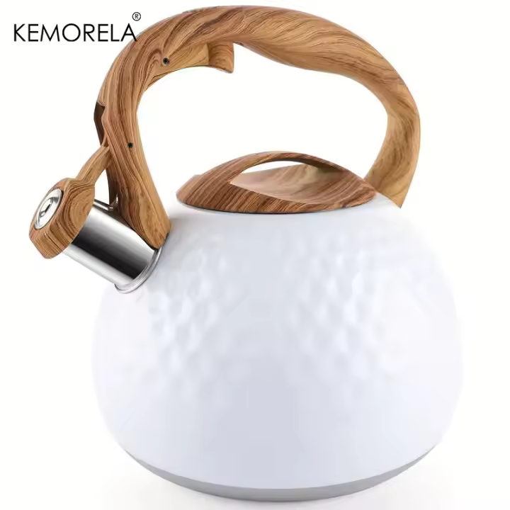 KEMORELA Kettle De Acero Inoxidable 3L Con Manija De Madera Resistente Al Calor Con Sonido De Golpe Calefacción Para Cocina Inducción Y Gas - 1