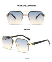 Gafas De Sol Para Hombres Y Mujeres Oversize Retro Double Bridges Polygon Square Metal Fashion Gradient Shades UV400 - details 12