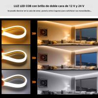 Tira De Luz LED COB Doble Lado Impermeable Flexible 12V 24V 320LEDs Alta Densidad Iluminación Lineal 0.5-20M Para Decoración De Interiores - details 1
