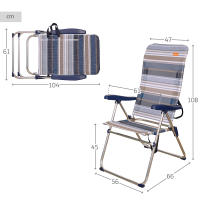 Silla playa plegable alta 5 posiciones a rayas azules y grises Aktive - details 3