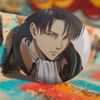 Broche De Anime Levi Ackerman Attack on Titan Badge Redondo Laser Accesorios Para Ropa Y Mochilas Material Metálico Estilo Moderno - details 9