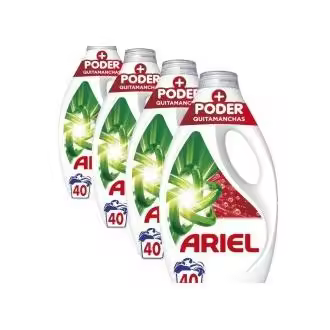 Ariel Detergente Lavadora Liquido, 40 Lavados, más poder Extra Poder Quitamanchas (Pack de 4) - 1