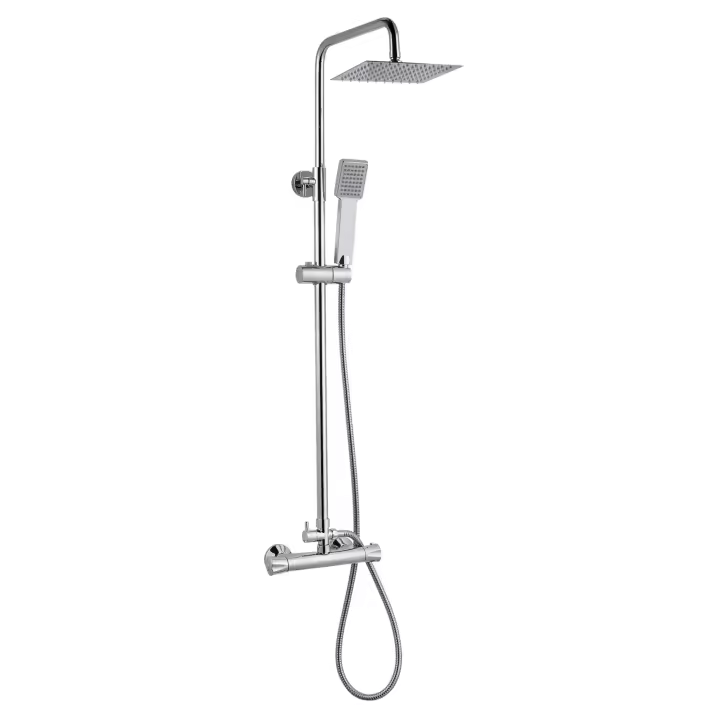 Aica Columna de Ducha Termostática 38℃ Alcachofa Cuadrada 85-125cm - 1