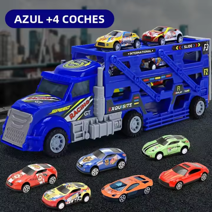 Camión Doble Volante Transporter Juguete Para Niños Modelo De Coche Plegable Con Ejector De Aleación Regalo De Halloween Acción De Gracias Navidad - 1